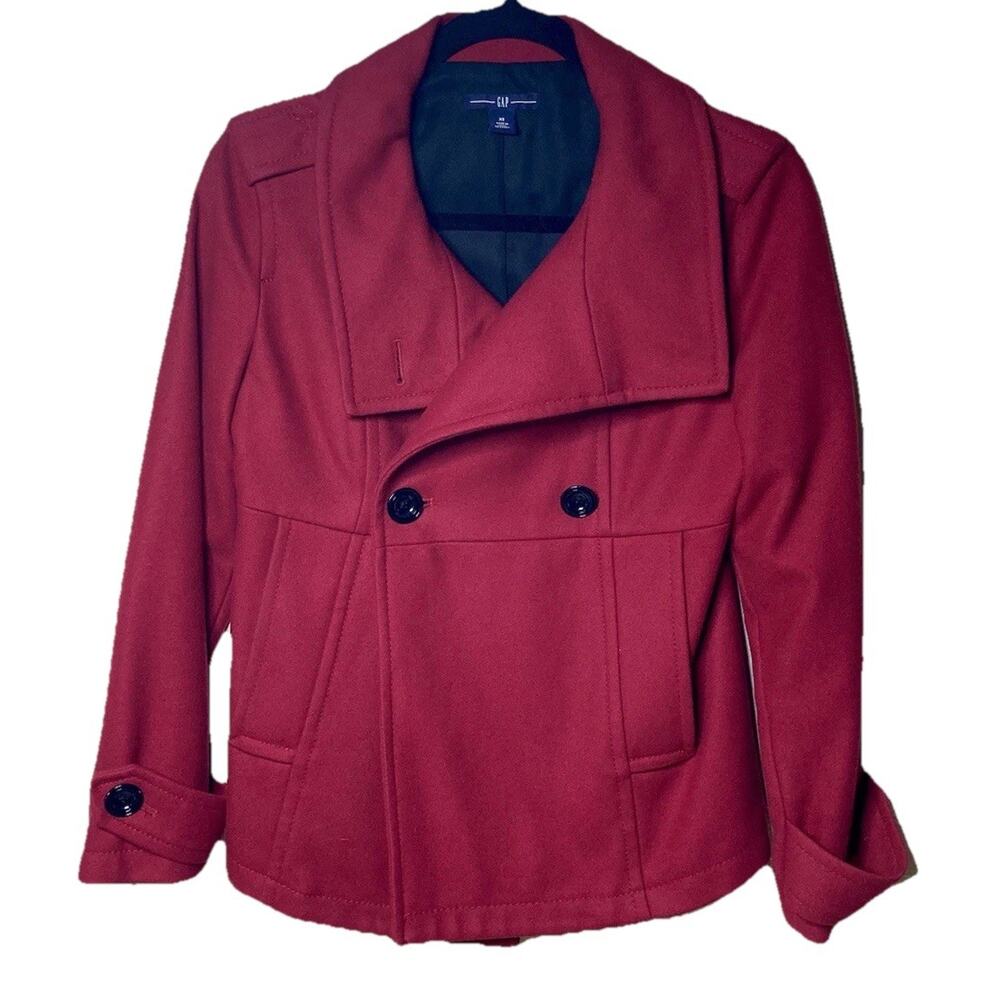 Vintage GAP Peacoat Womens XS Magenta Pink Pockets Lined Wool Blend